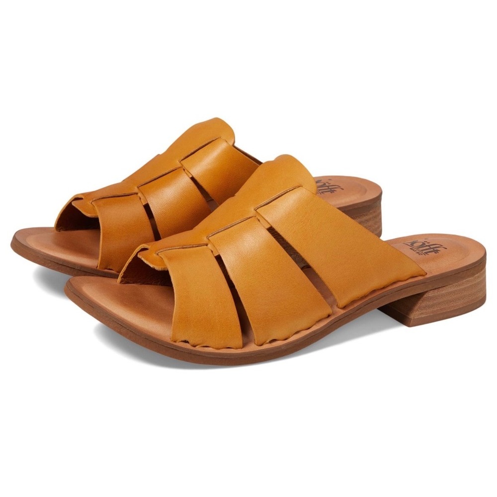 SOFFT Leather Fisherman Sandal Shoe Slide Granola Almeda Tan Woven Mule Flat 9